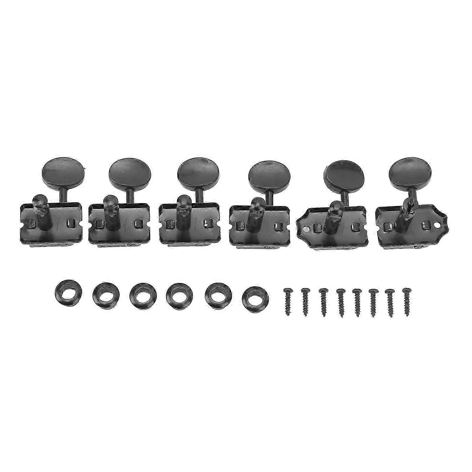 6Pcs String Tuning Key Retro Style Metal Delicate Tuning Pegs Replacement for Electric Guitar Black