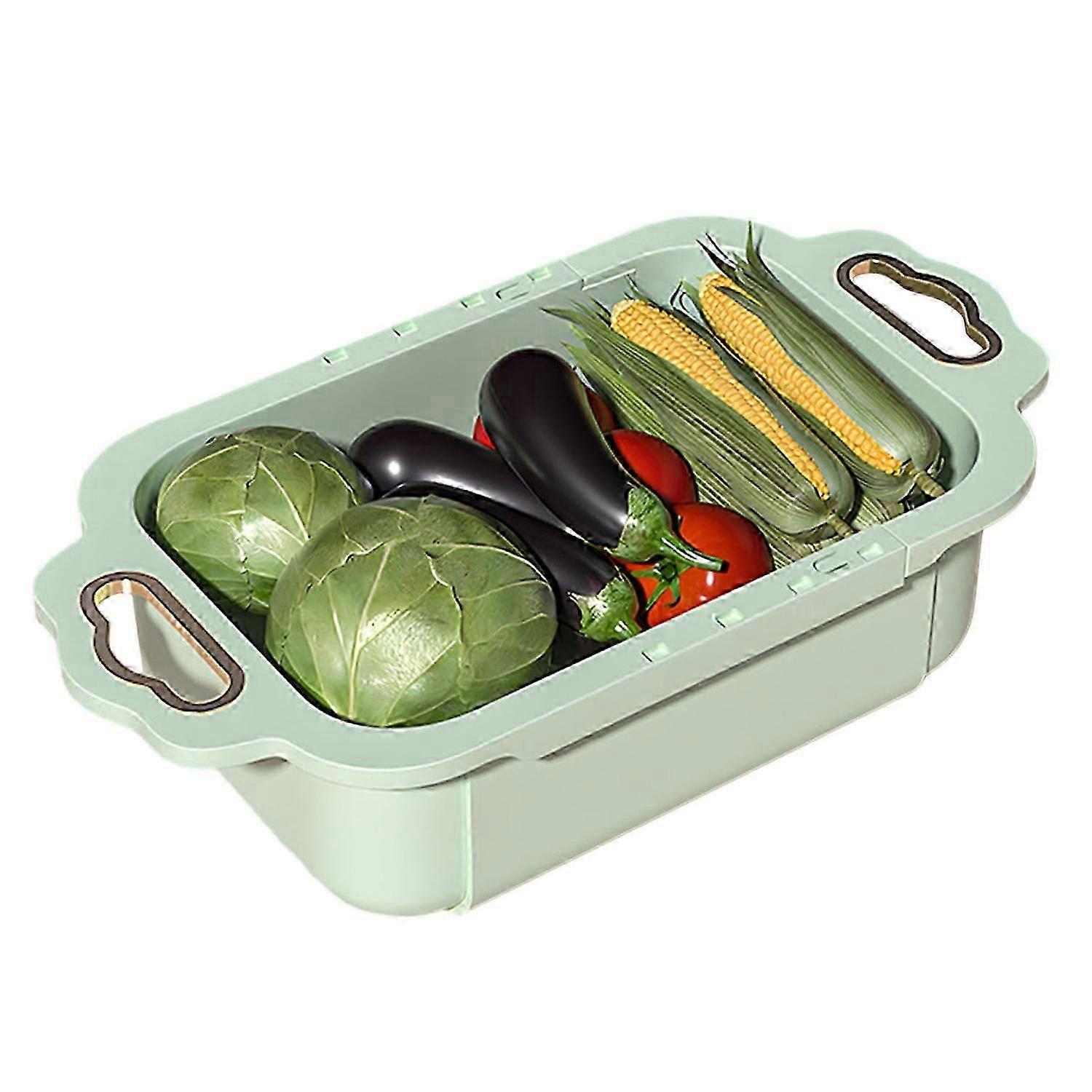 Retractable Drain Basket with Handle Food Grade Stackable Multi-functional Vegetable Fruits Washing