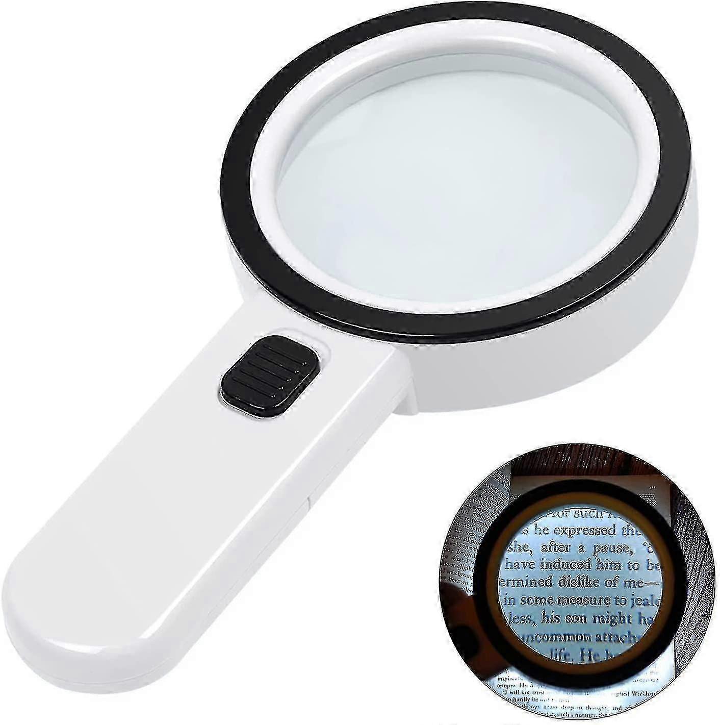 Magnifying Glass With Light, 30x Handheld Large Magnifying Glass 12 Led Illuminated Lighted Magnifier