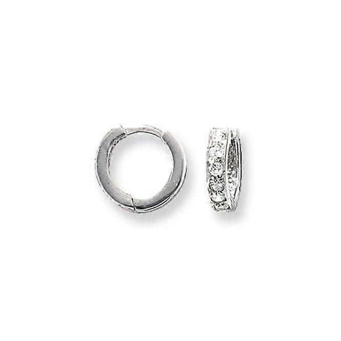 9ct White Gold Hinged Zirconia Earrings ER028W
