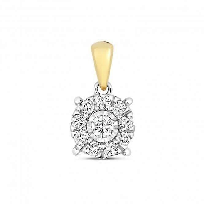 Diamond Jewellery 9ct Gold Diamond Brilliant Illusion Pendant PD178
