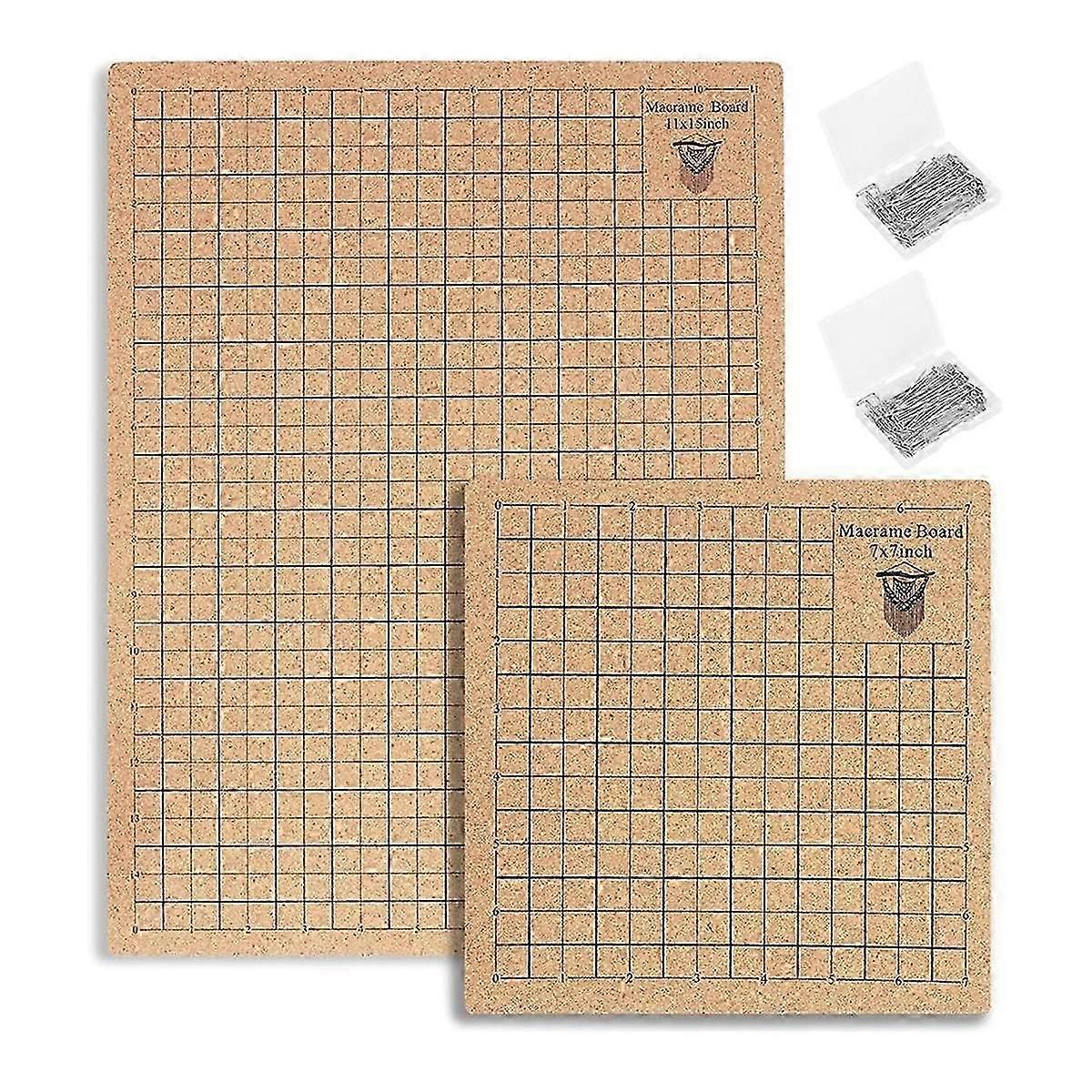 2Pcs Macrame Board and Pins, 8x8inch 12x16inch Macrame Board with Grids, with 100 T Pins for Braidi JN