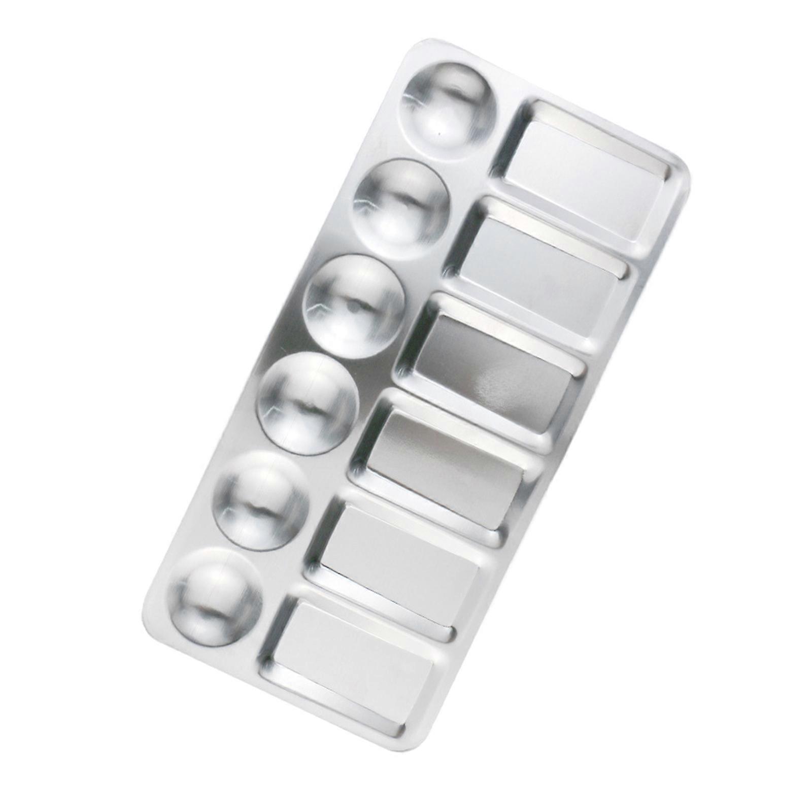 Round Paint Tray Palette Sqaure Palette Metal Paint Mixing Palette for Watercolor Oil Painting DIY Craft, 6/10/12 Well