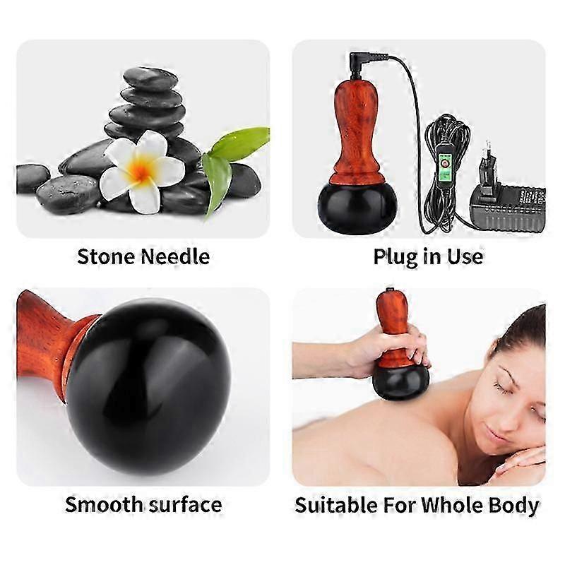 Hot Stone for Massage Electric Back Massager with Temperature Control, Gua Sha Massager for Body Face Scraping-EU Plug