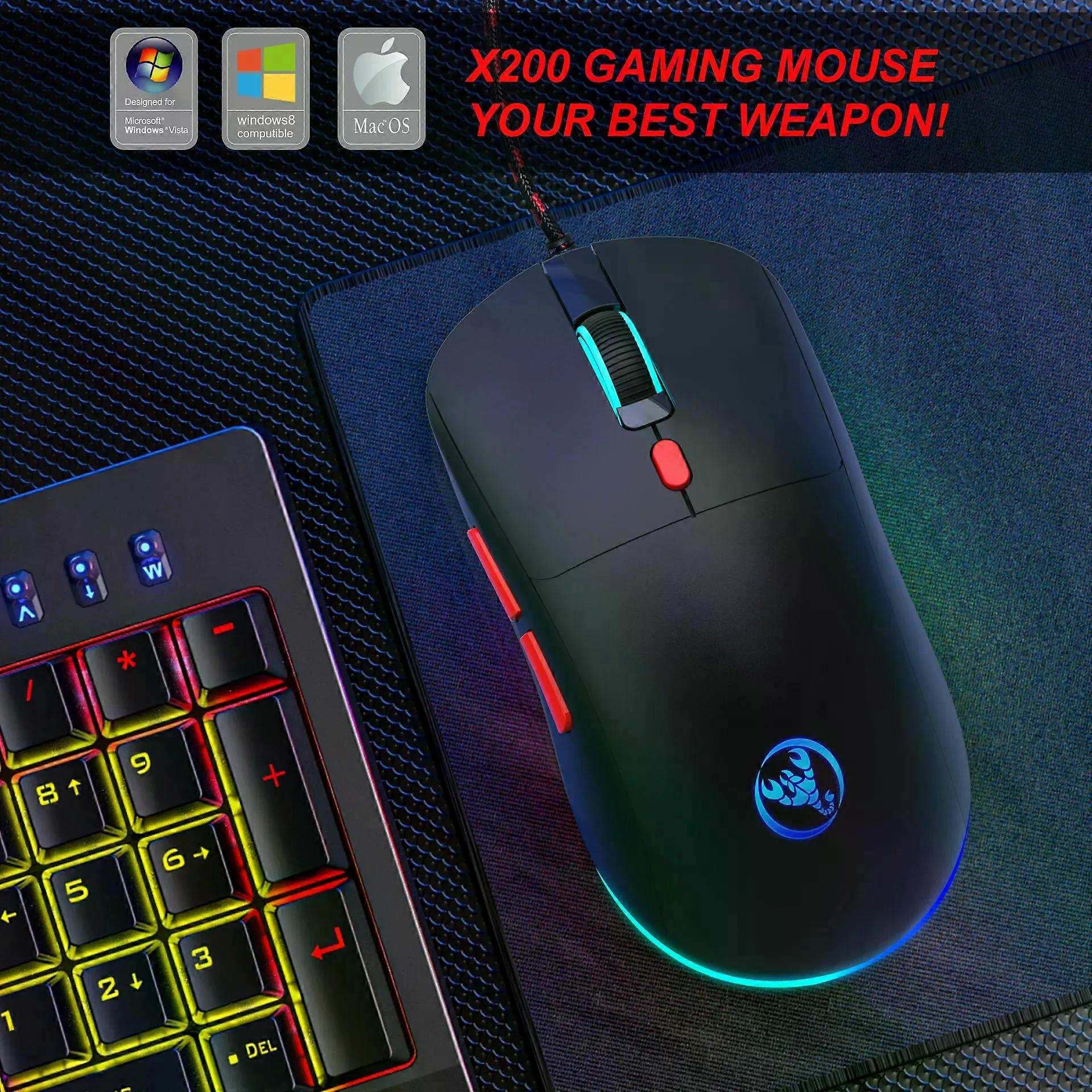 Wired Gaming Mouse 3600 DPI Adjustable RGB Backlights Plug And Play 125Hz Rate Of Return Big Hand For Gamer Office Use Or Play