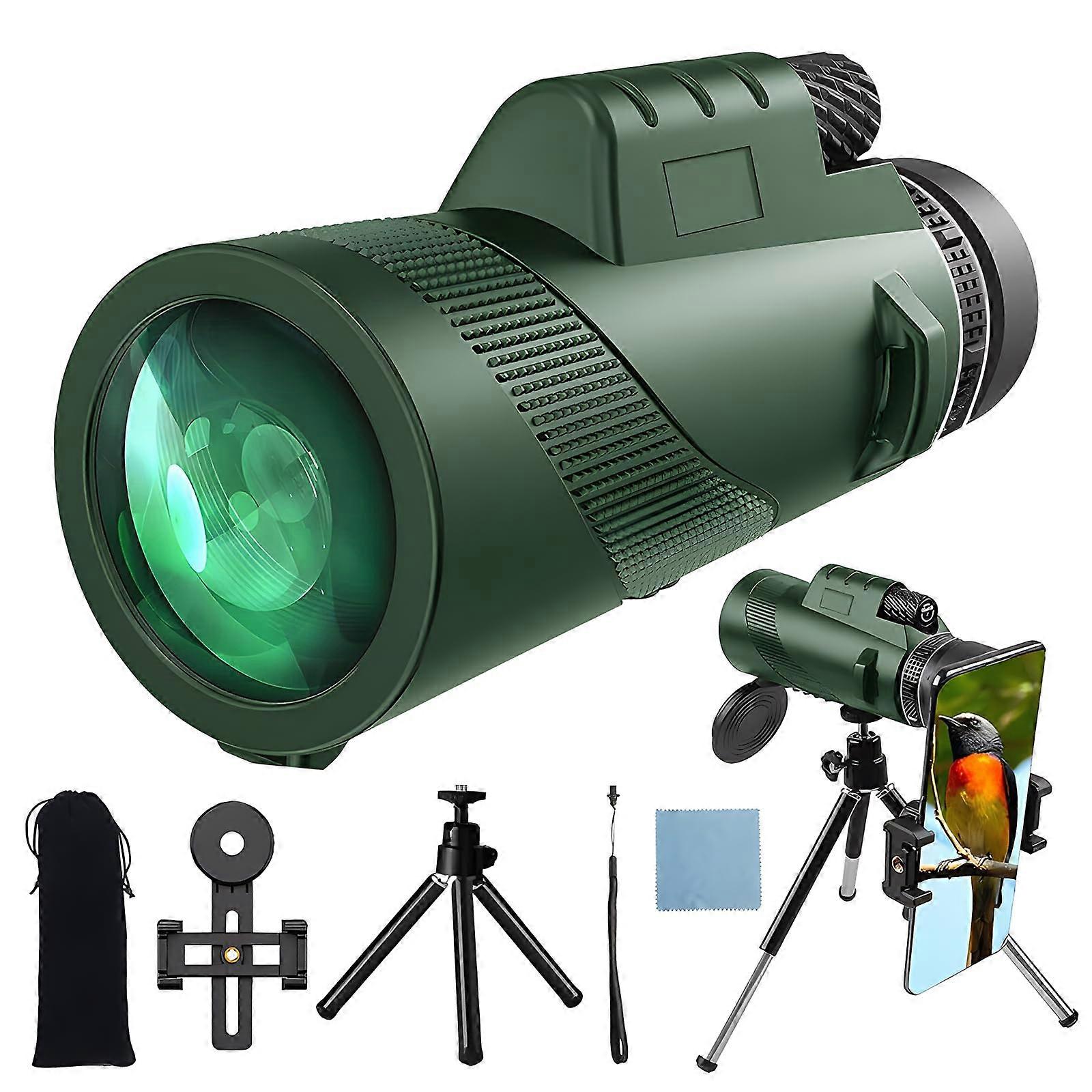 Monocular Telescope 80 × 100 for Adults & , High Powerful, Smartphone Adapter & Tripod