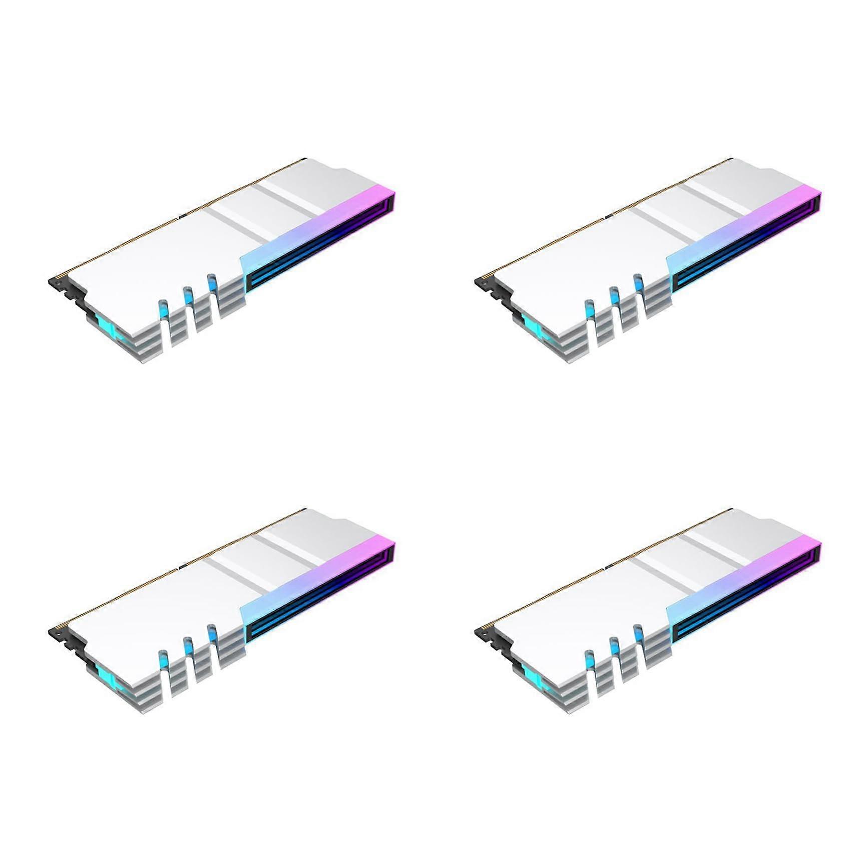 4X Computer DDR4 DDR5 5V ARGB Sync Memory Radiator RGB RAM Heatsink Cooler Silver White Armor for PC Build