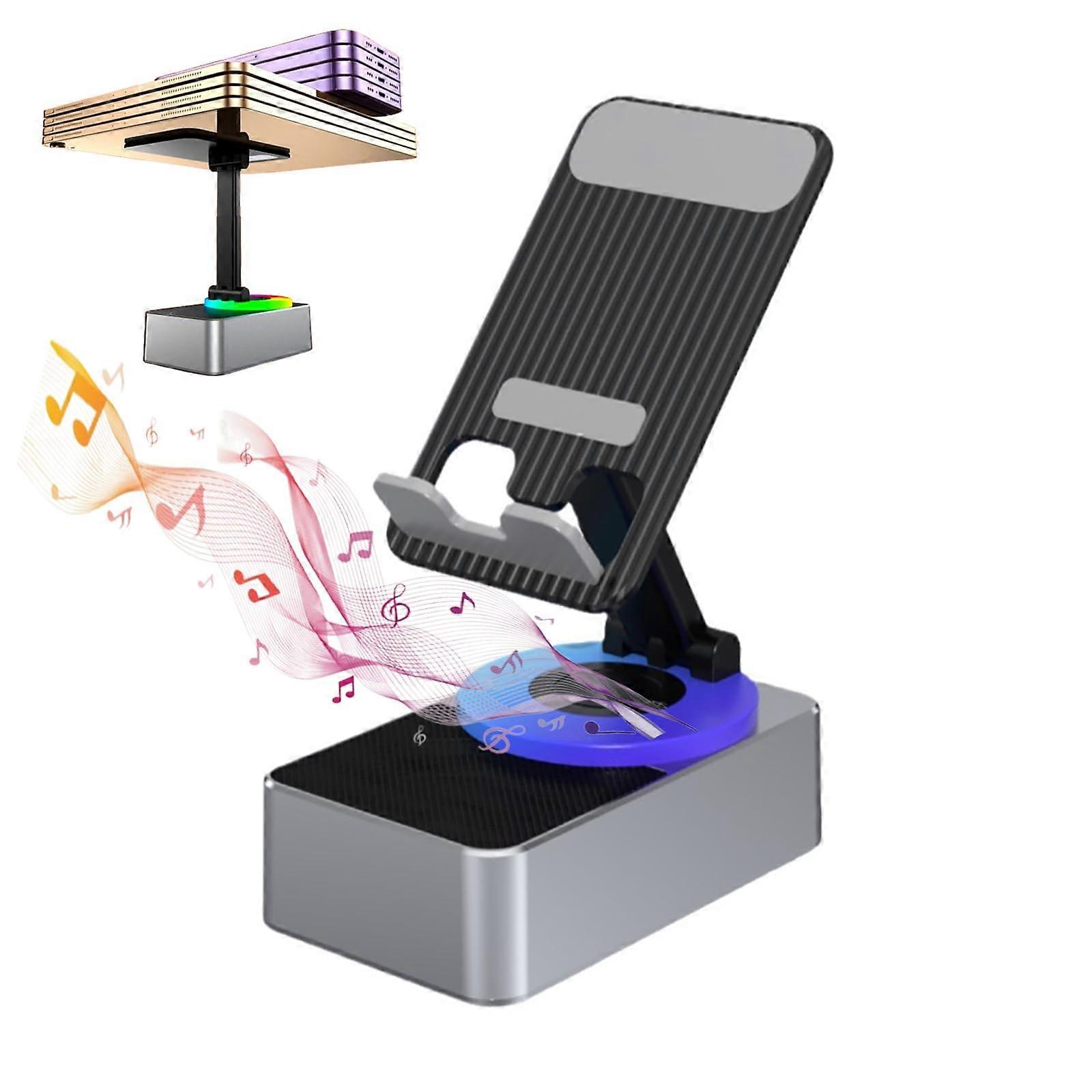 Bluetooth Audio Power Bank Holder Foldable Phone Holder For iPhone And Android With Built-In Speaker Gray