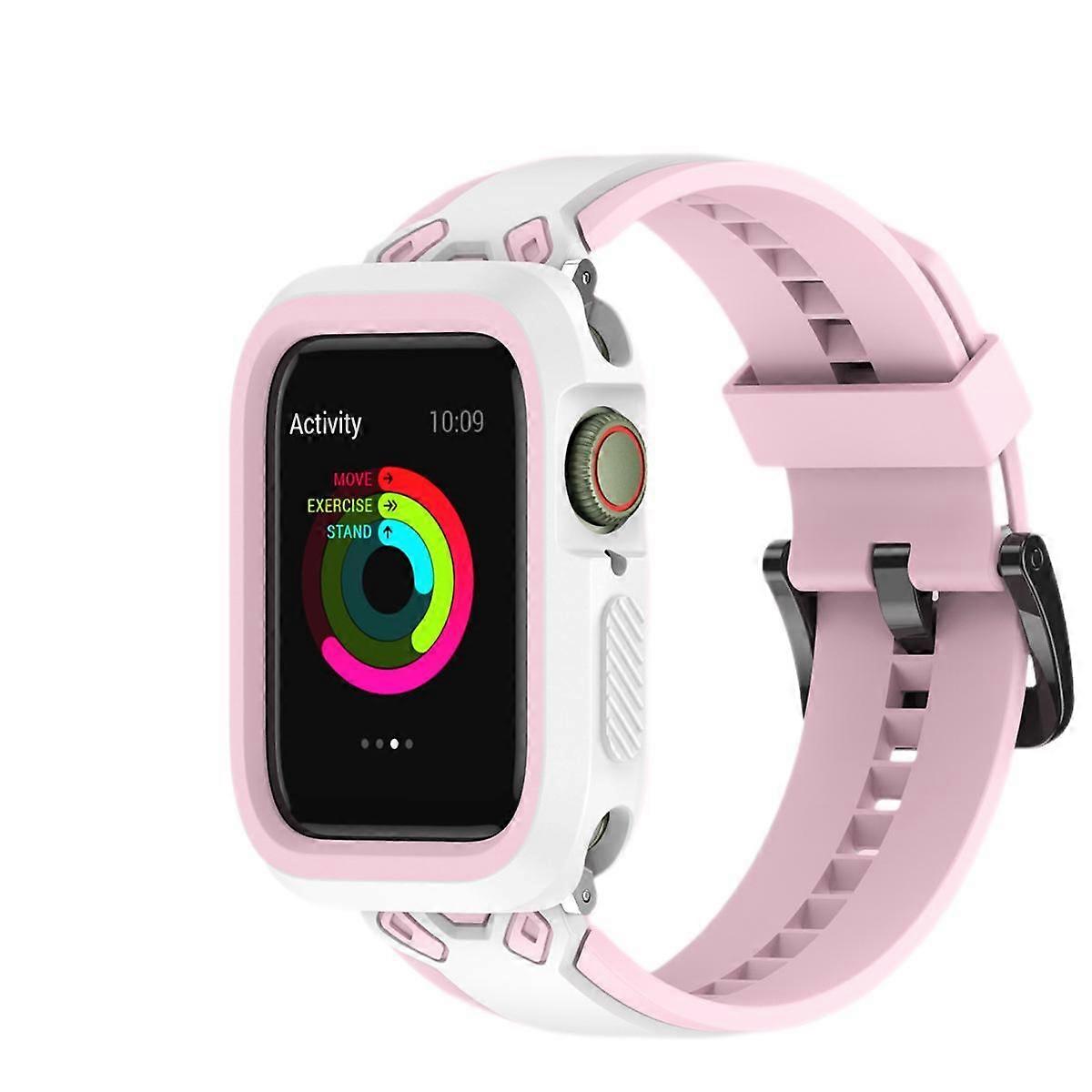 Case With Band For Apple Watch Series 8 7 45mm,TPU Silicone Soft Wristband with Shockproof Rugged Protective Bumper Cover