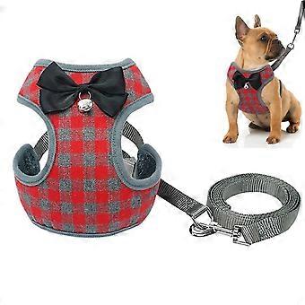 Harnais de chien Ensembles de laisses - Pet Cat Vest Harnais avec nœud papillon pour petits chiots Chihuahua Yorkies Pug Rouge