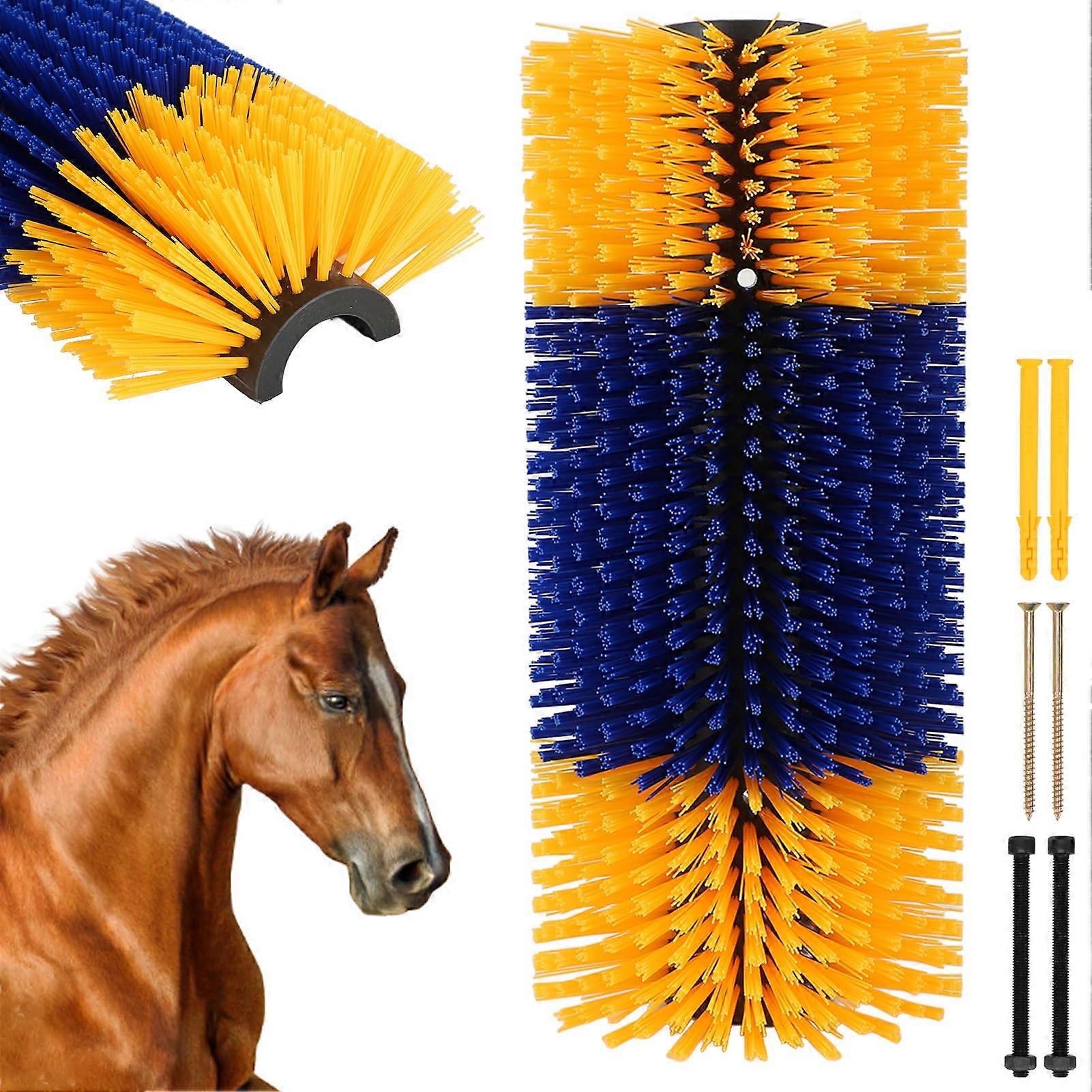Livestock Scratching Brush for Goats and Horses, Yellow Grooming Tool, Itch Relief, Durable Bristle Material