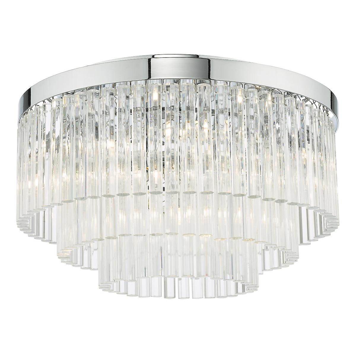 Logan 5 Light Flush Ceiling Light Polished Chrome Glass