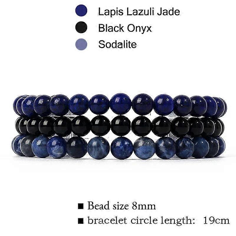 Natural Stone Bracelet Sets Obsidian Hematite Tiger Eye Beads Bracelets