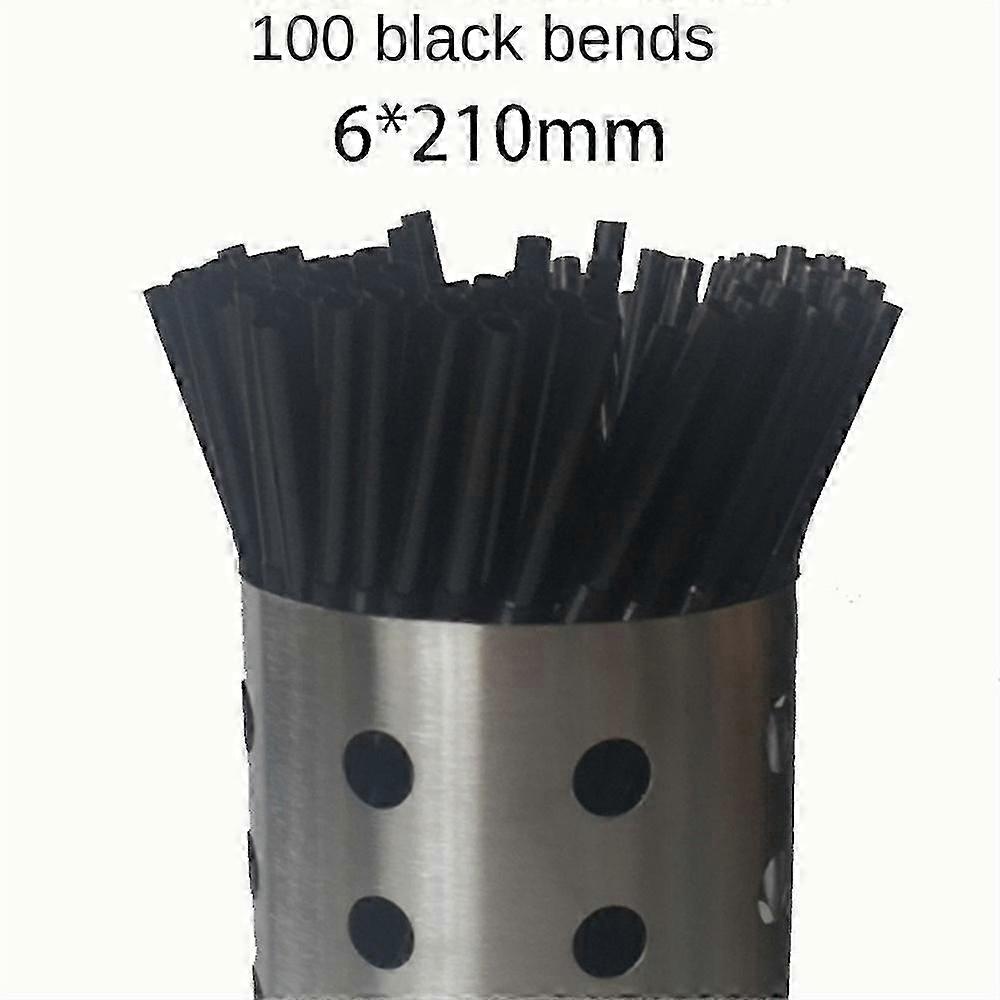 100pcs Flexible Bendy Black Drinking Straws Plastic Disposable Straws