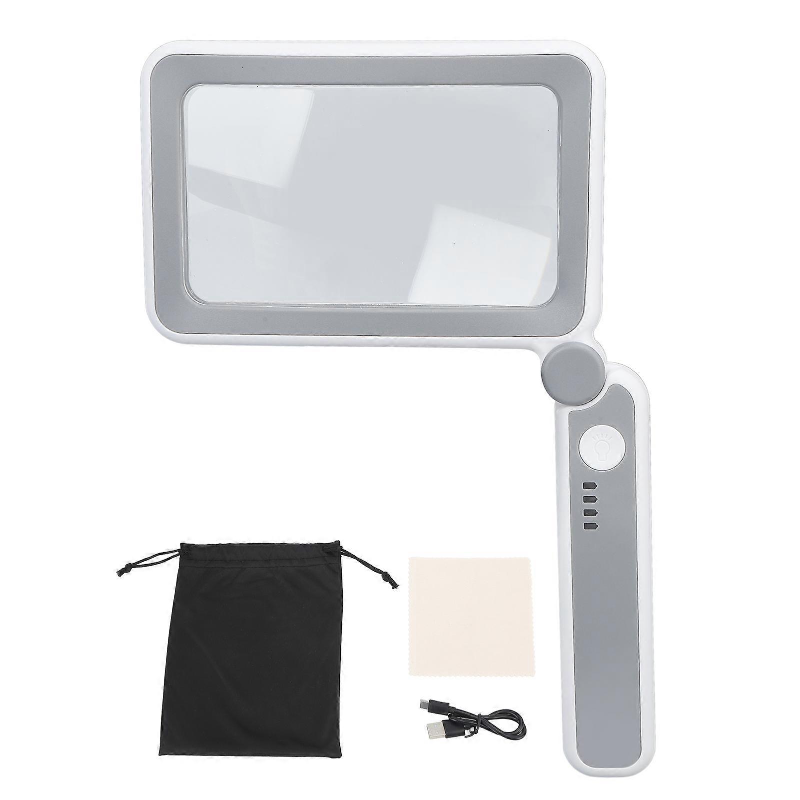 Rectangular Magnifying Glass 4X 3 LED Modes Touch Control Ergonomic Handheld Magnifier for The Elderly Parents Reading