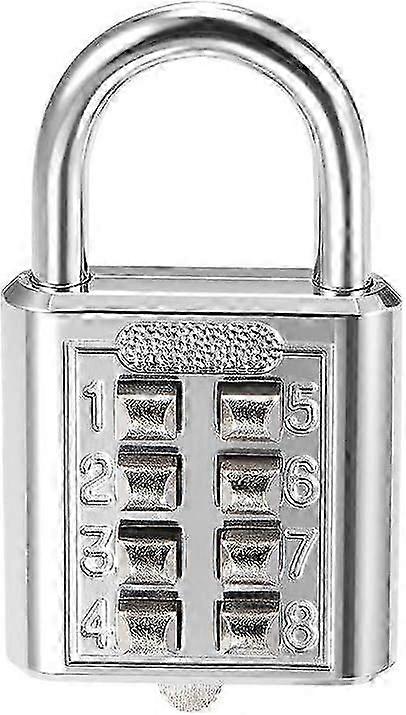 8-Digit Combination Padlock Push Button Lock for Locker Cabinet Silver Tone