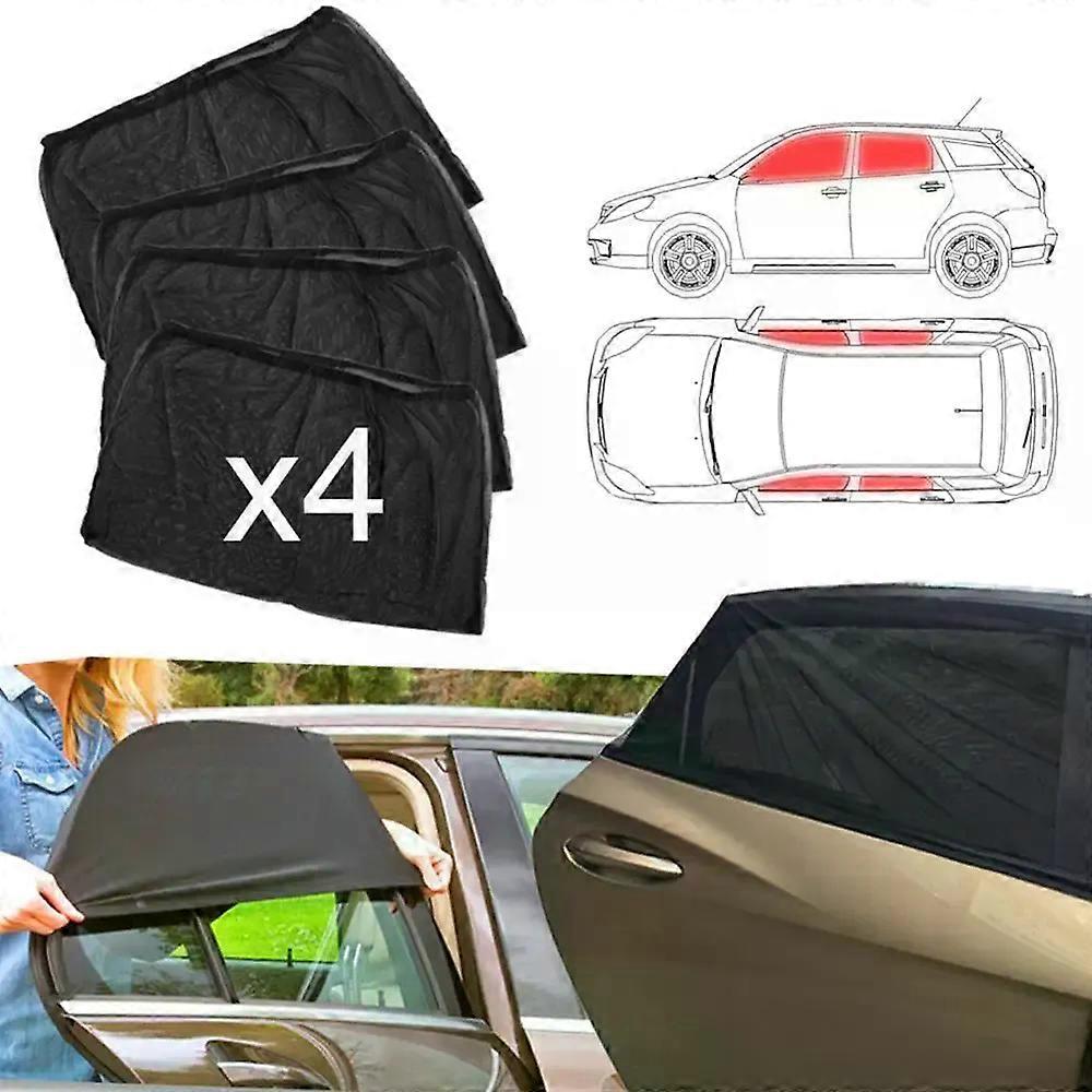 2/4PCS Car Front Rear Side Window Sun Visor Shade Mesh Cover Sunshade insulation anti-mosquito Fabric Shield UV Protector