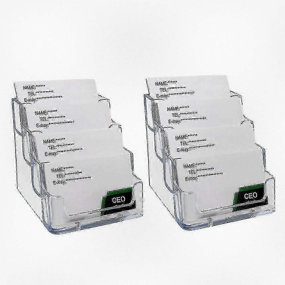 2 Pieces of Transparent Acrylic Business Card Holder with 4 Slots for Organized Display and Easy Access