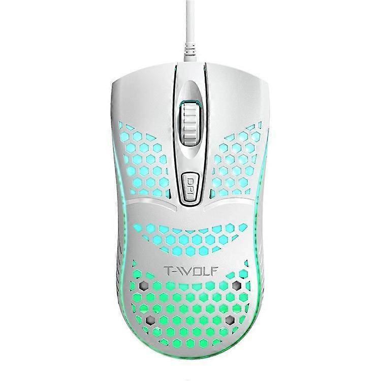 T-WOLF V15 PC Gaming Mouse RGB Backlit Wired USB Honeycomb Design 4D Buttons Mouse