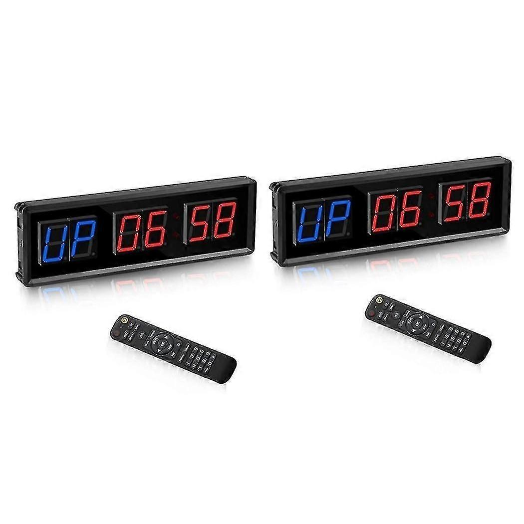 2x Gym Timer,led Interval Timer Digital Countdown Wall Mounted Clock Fitness Timer,digits Down/up C