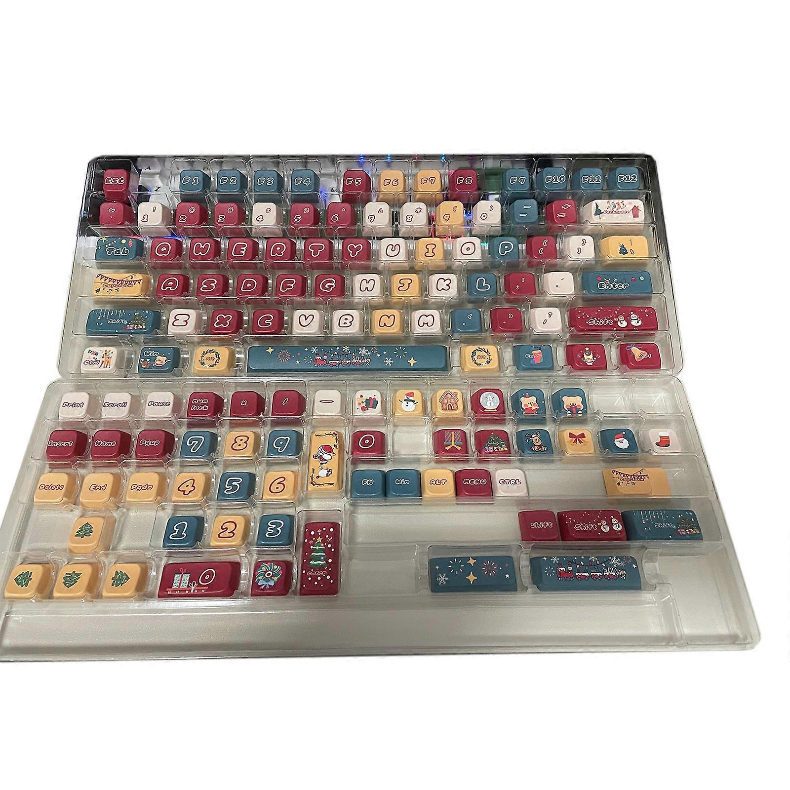 Keycap Set Unique Christmas Theme Keycaps MDA Profile for 126Key Mechanical Keyboards Heat Sublimated Keycaps