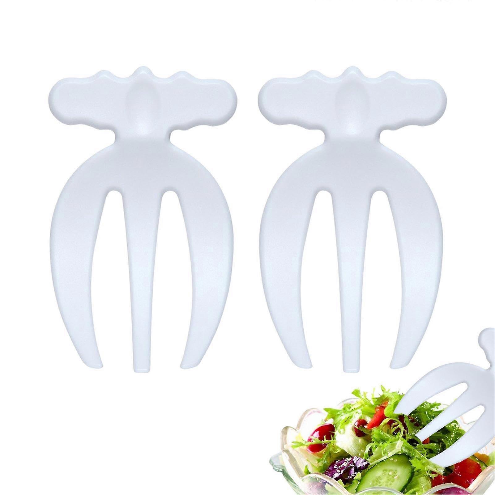 Salad Toss Utensils, Wear-Resistant Salad Hands Set, Portable Mixing Tongs With Wide Handle, White Kitchen Utensils