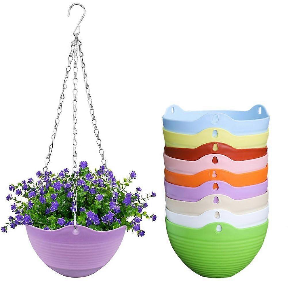 Hanging Plant Pots with Metal Chain, Colorful Indoor Outdoor Flower Pot Containers for Garden, Balcony, Wall Decor