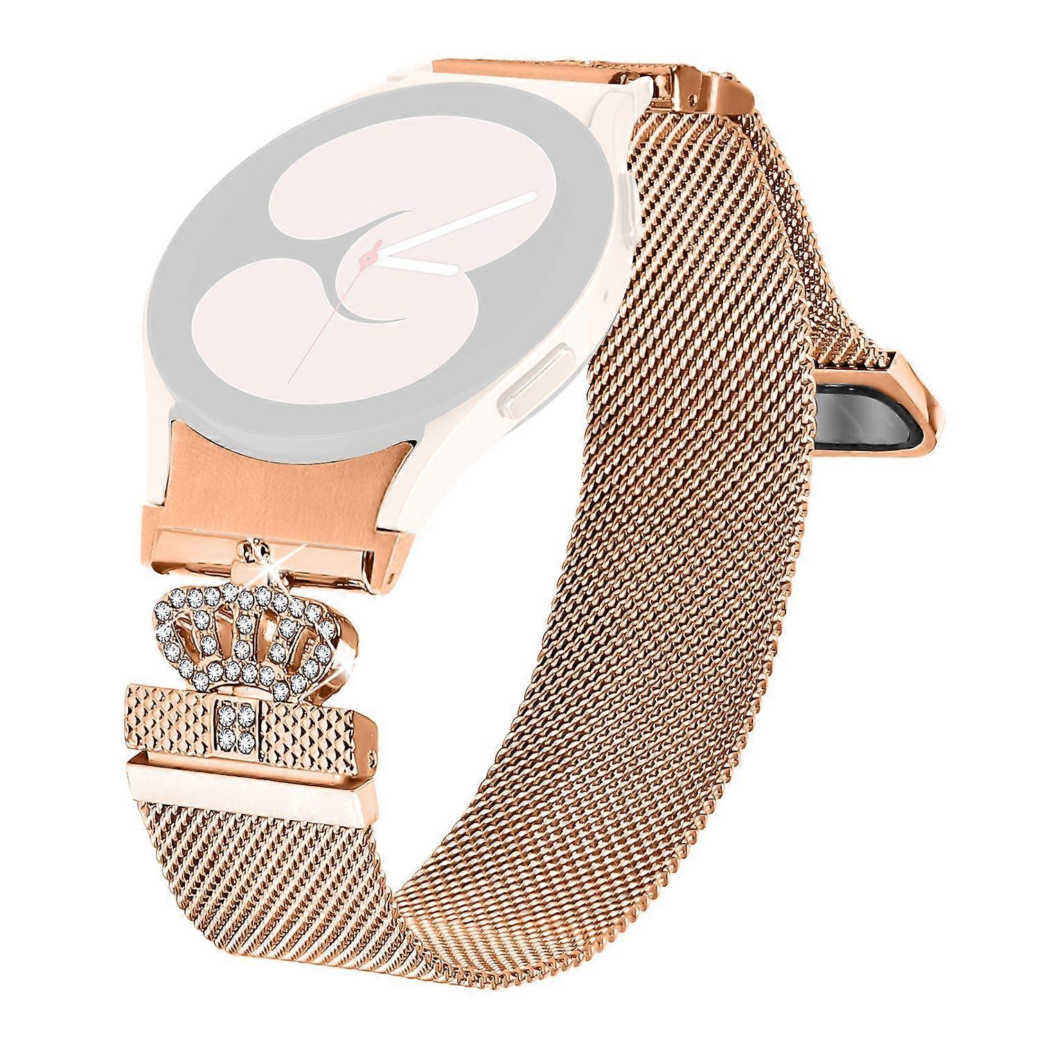 For Samsung Galaxy Watch7 Electroplating Milanese Band with Connector Crown Clasp Strap