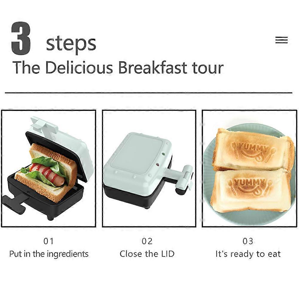 Breakfast Sandwich Maker Compact Electric Sandwich Maker with Non-Stick Plates / Indicator Light / Non Slip Handle Double-Sided Heating Hot Sandwich 