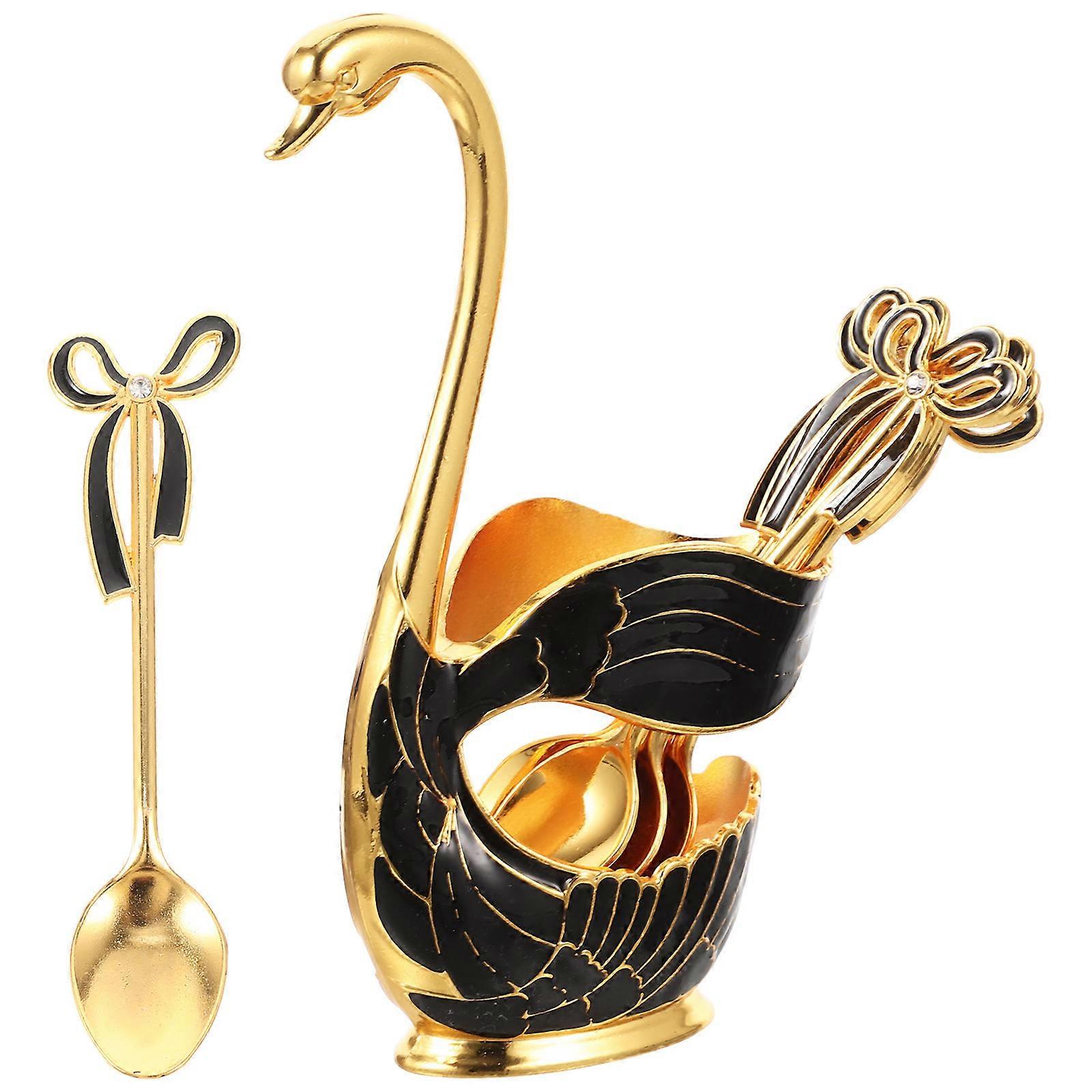 Dessert Spoon Set with Swan Base, Crafted for Enhanced Eating Experience