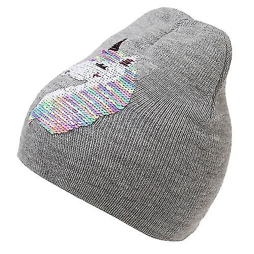 Enfants Filles Reversible Licorne Sequins Beanie Hat