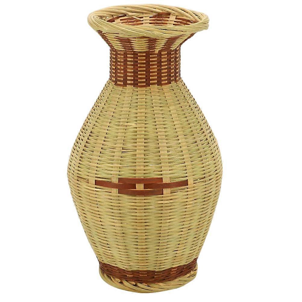 Bamboo Shaped Flower Vase Woven Vase Room Khaki 20x12cm Simple Style Table Centerpiece 1Set