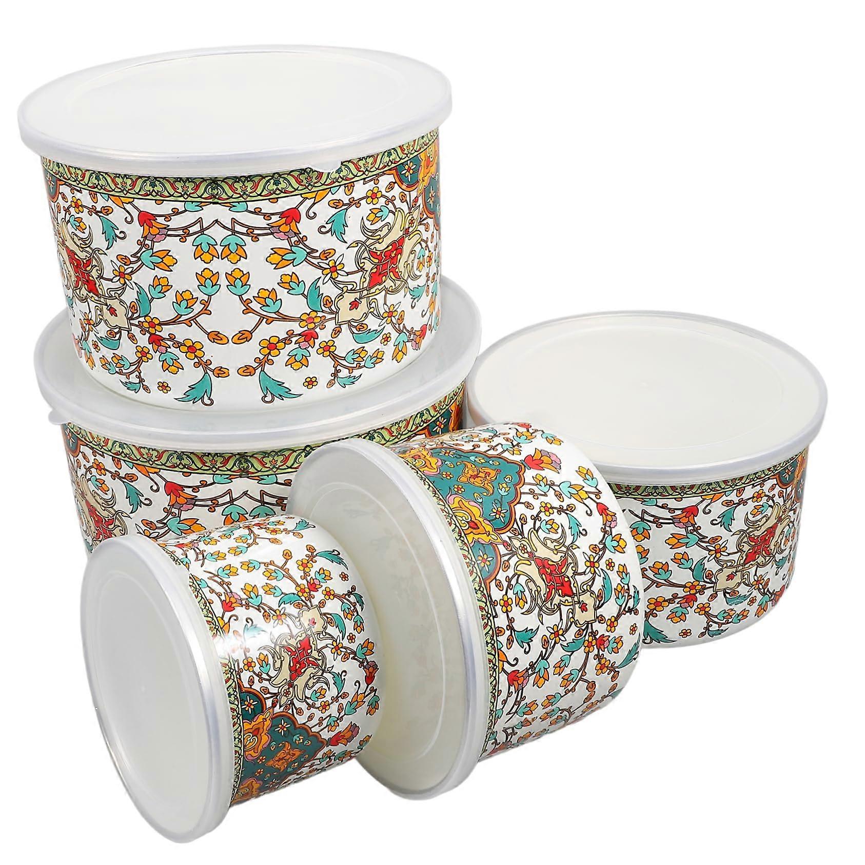 Enamel bowls with lid Sturdy soup bowls for camping rice noodles soups 18.80X18.80X11.50CM Ref: 6982
