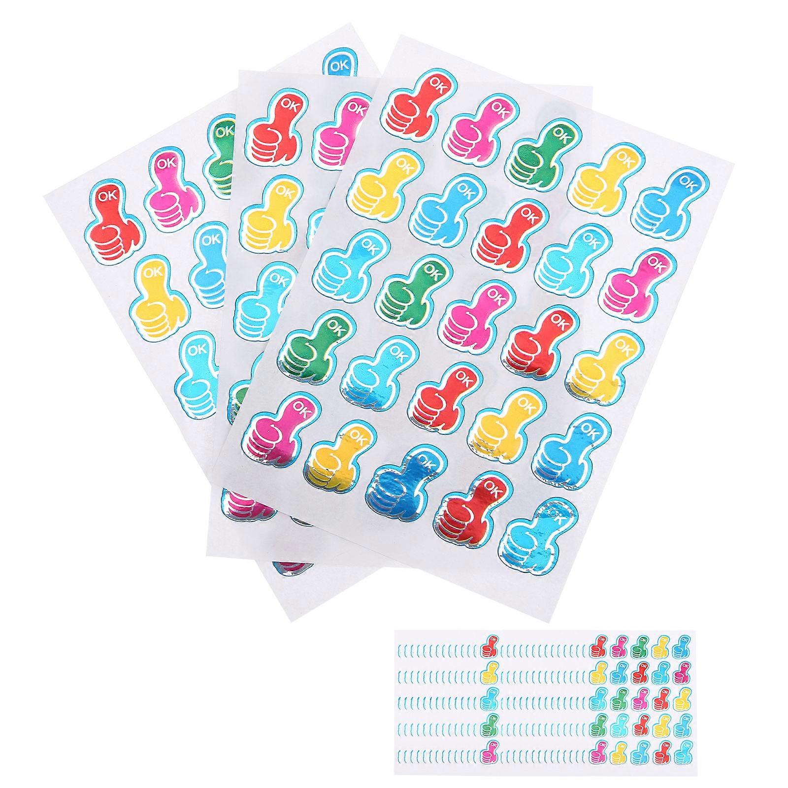 Bright Color Thumb Pattern Reward Stickers, 200 Sheets Delicate Incentive Stickers for School, Classroom and Home Decoration Use
