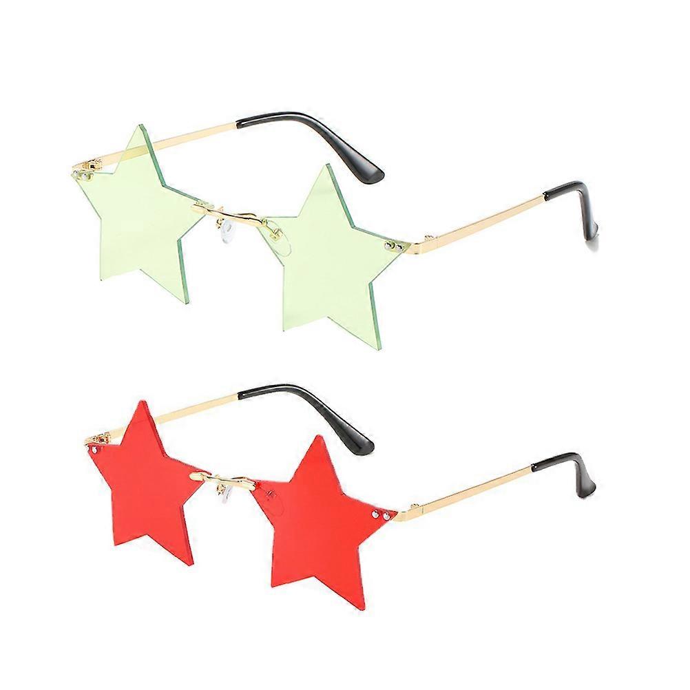 Birthday Party Eyeglasses Rimless Star Shape Sunglasses 2Pairs