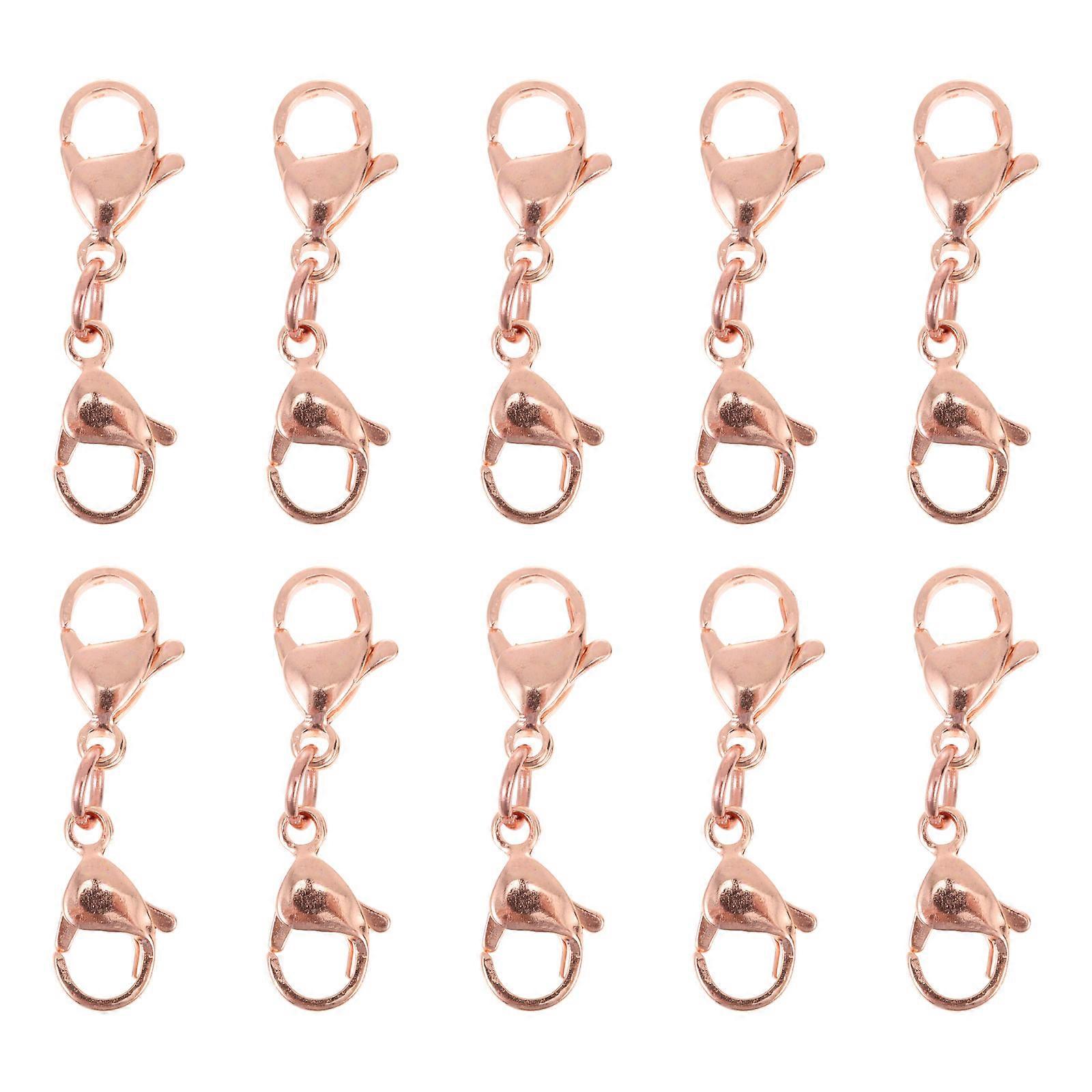 10PCS Lobster Clasps for DIY Jewelry Making, Necklace Extensions, Bracelet Buckles & Double End Connectors – Craft Essentials for Necklaces and