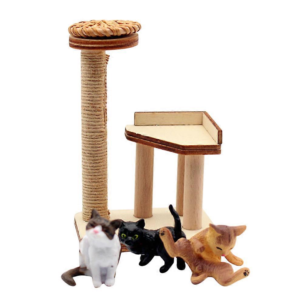 Miniature Cat Climbing Tower – Decorative Cat Tree for DIY Mini House, Creative Play & Photography