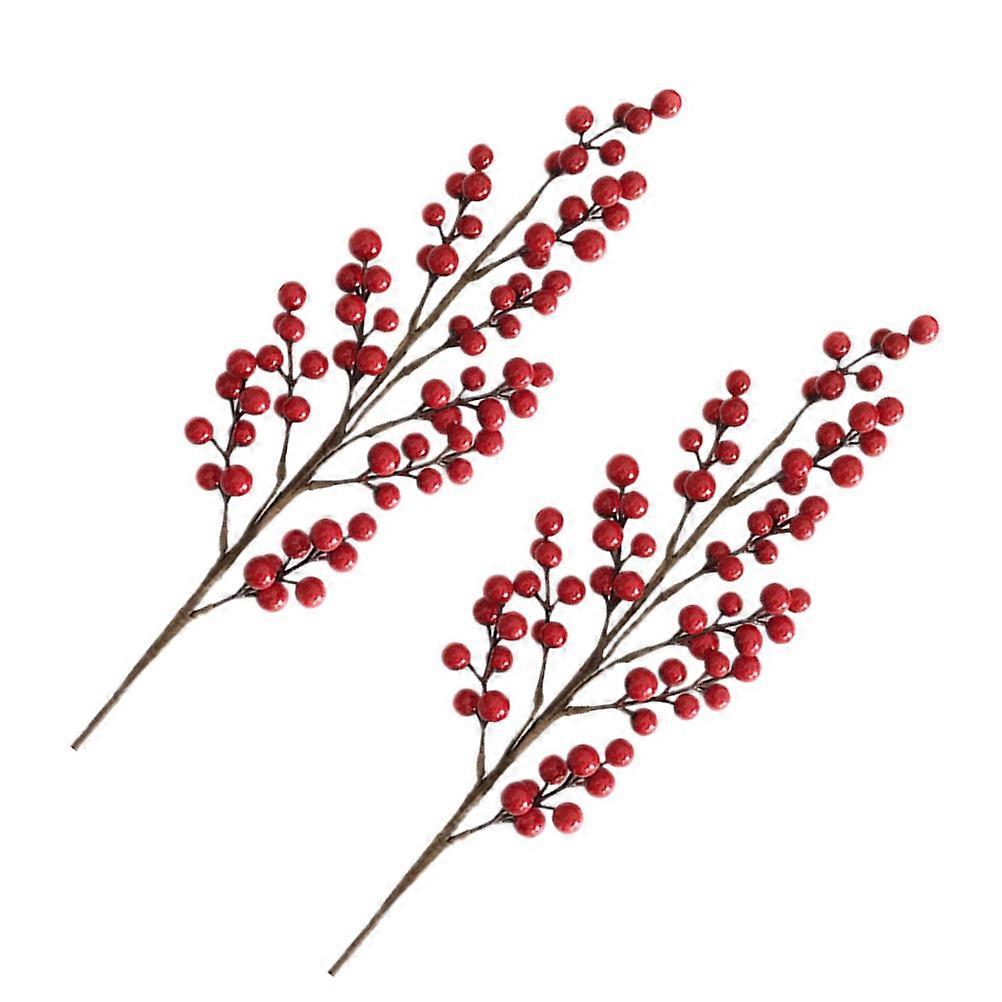 Berries For Wreath Making Artificial Berry Branches Diy Adornment Red 72x13cm 2Pcs