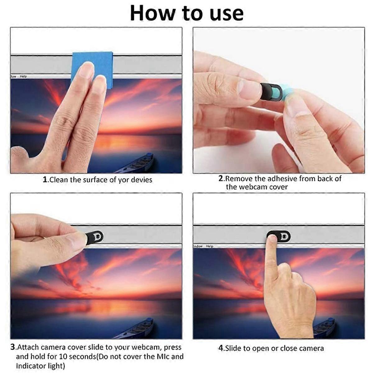 , 48-Pack Ultra Thin Design Web Camera Cover Slide for Laptop, PC, , , Computer, , Pro- Black