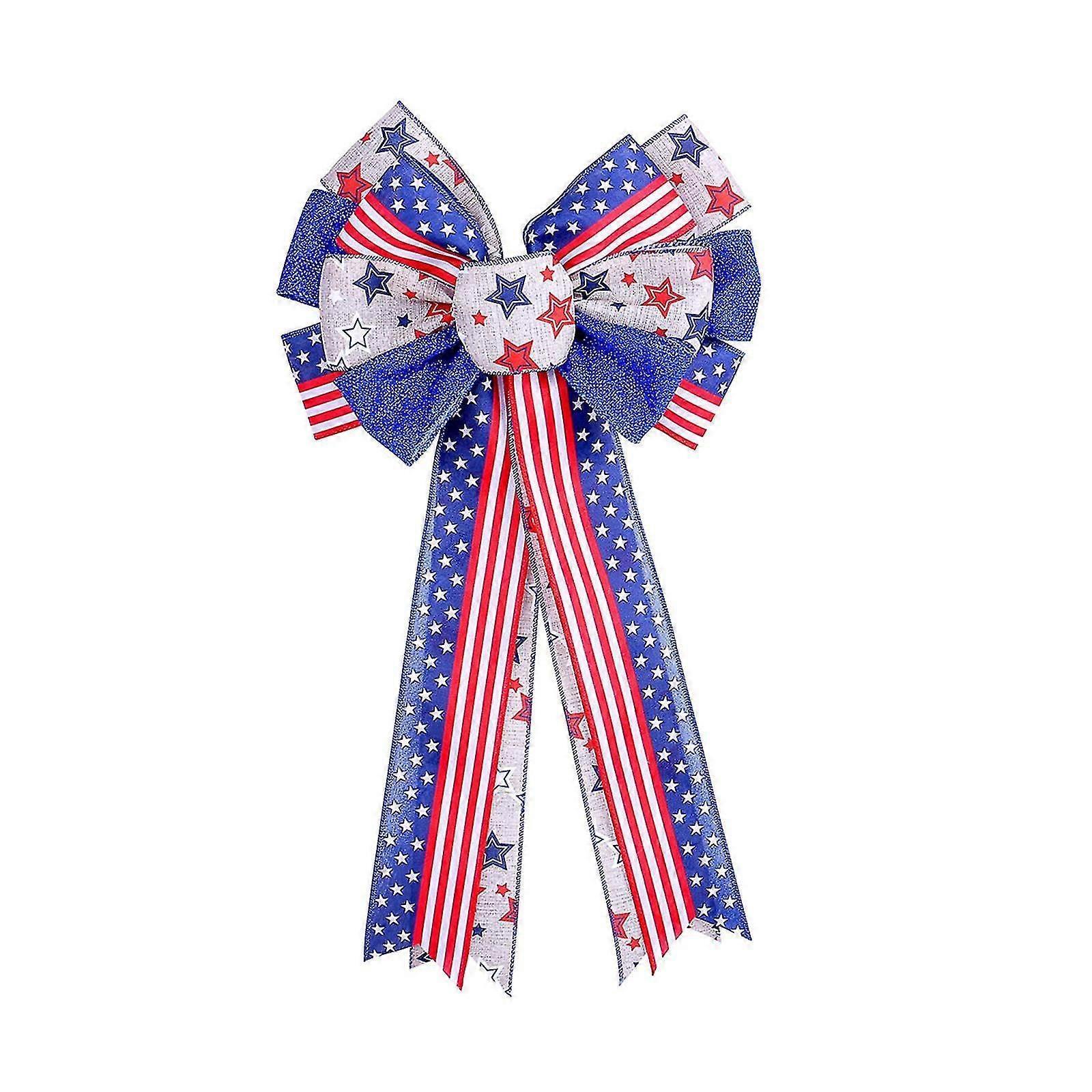American Flag Wreath Bow Patriotic Bow for Wreath for Wall Memorial Day Home