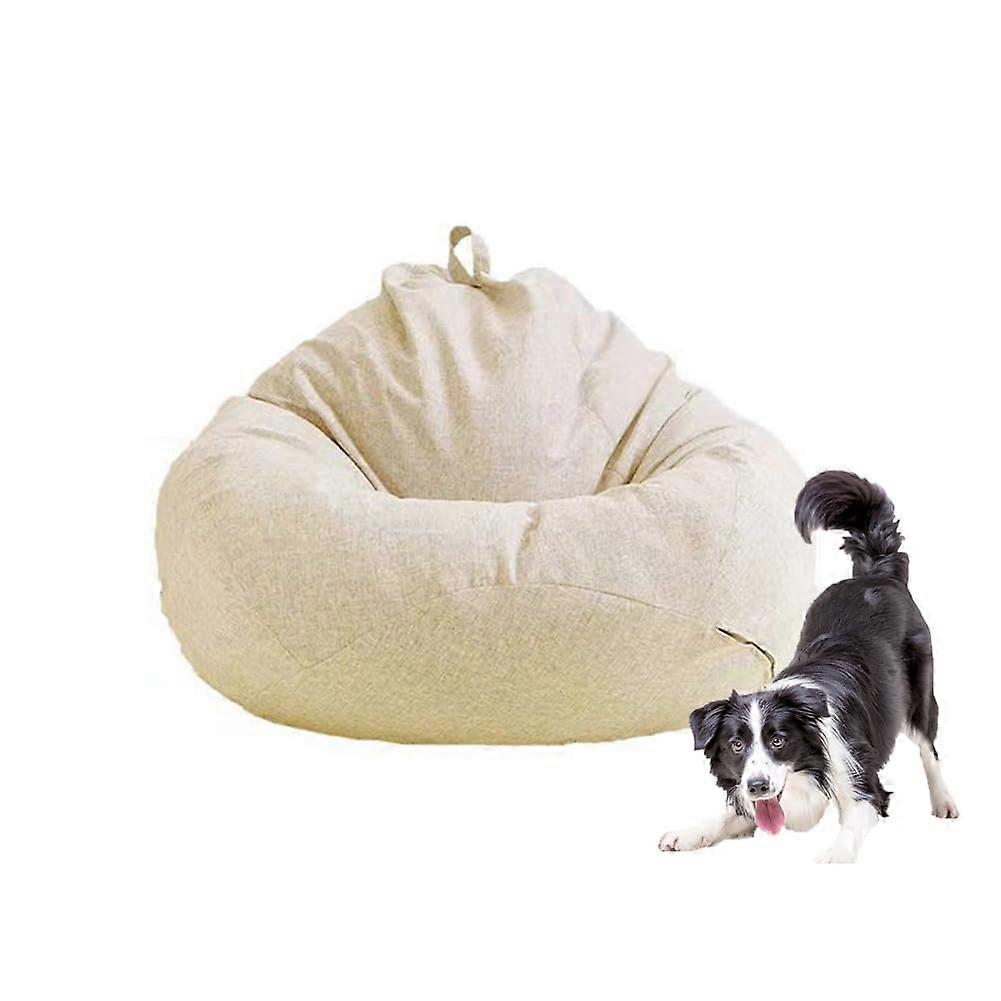 Bean Bag Cover, Extra Large Plush Toy Storage, Washable, Beige 100120cm