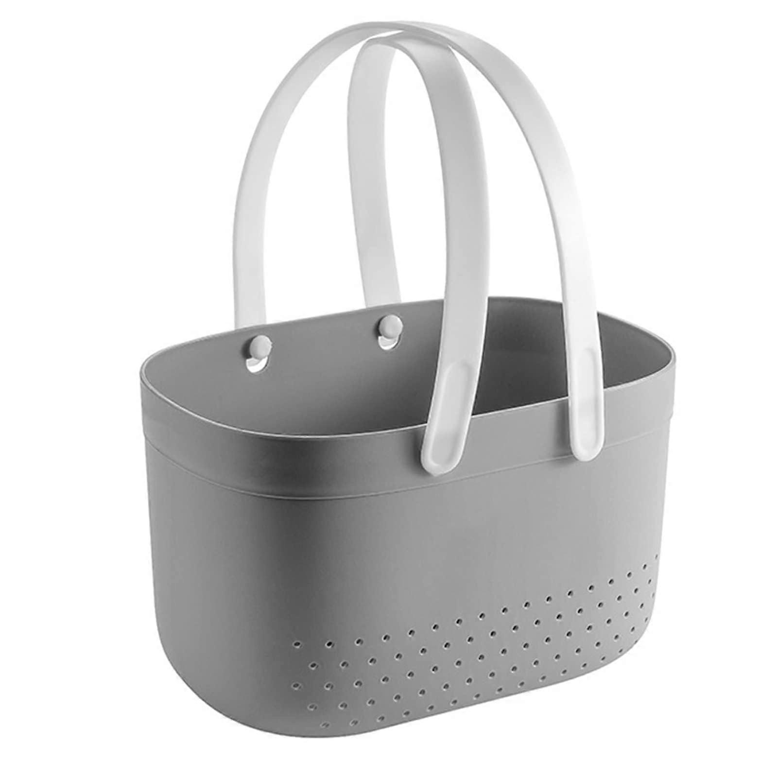Portable Shower Basket Plastic Shower Basket With Handle Grey Shower Caddy Bathroom Storage Organiser Drainage Toiletries