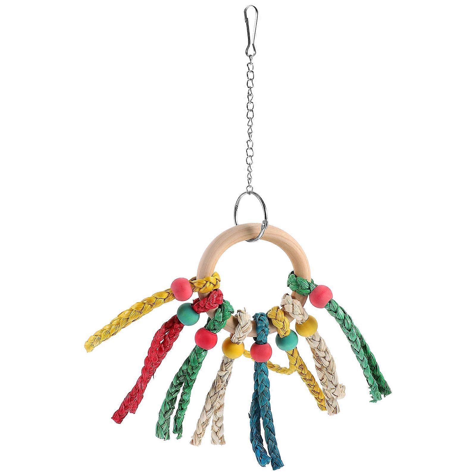 Hanging Bird Toy Parrot Foraging Toy Small Birds Chewing Ornament 37x24cm 1 Set