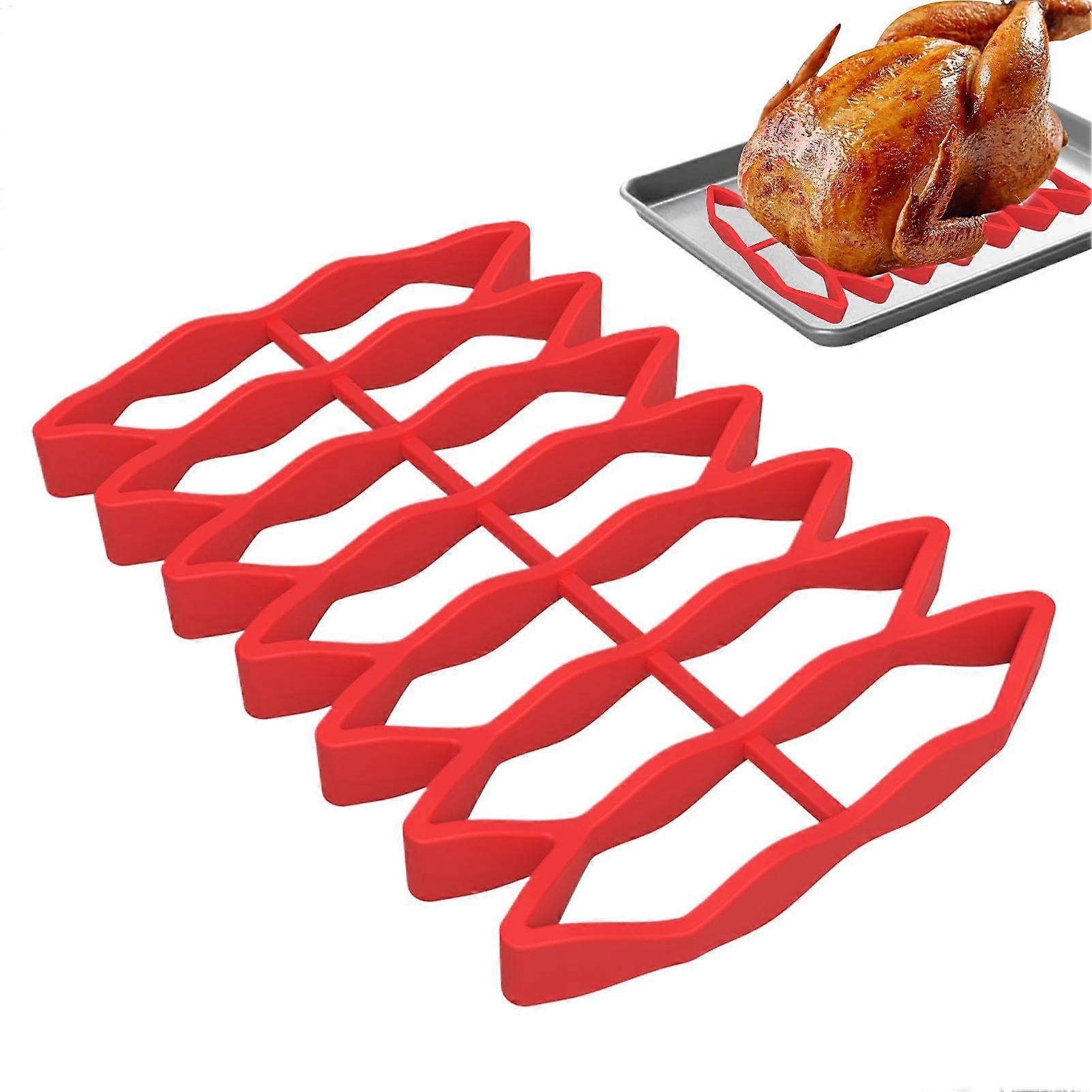 Silicone Roasting Tray for Oven, Non-Stick Roasting Rack for Turkey, Easy Clean Baking Tool, Compatible with Air Fryer, Red