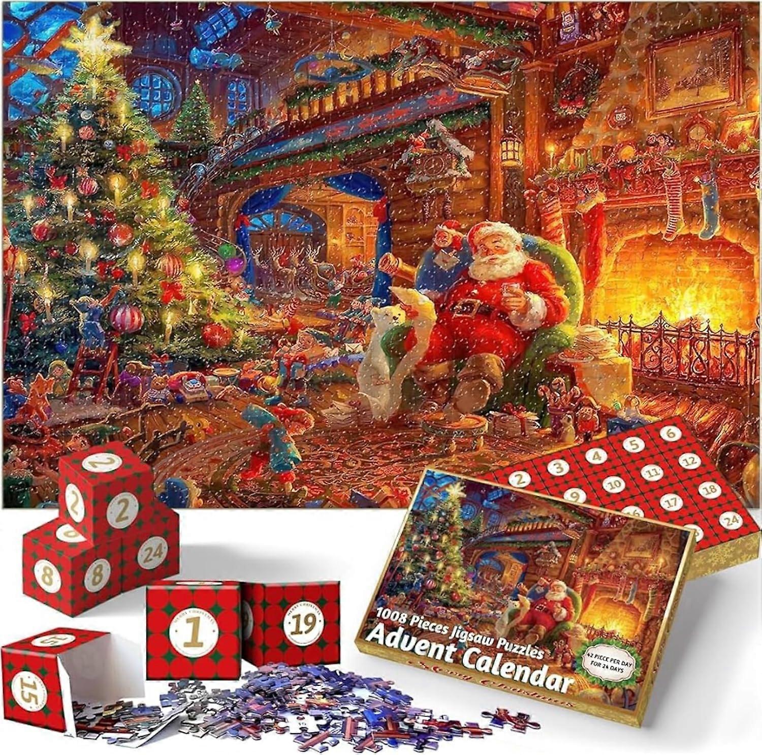 Adventný kalendár, vianočná scéna 24 dní puzzle odpočítavacie kalendáre, 1008 dielik puzzle adventný kalendár (AAA)