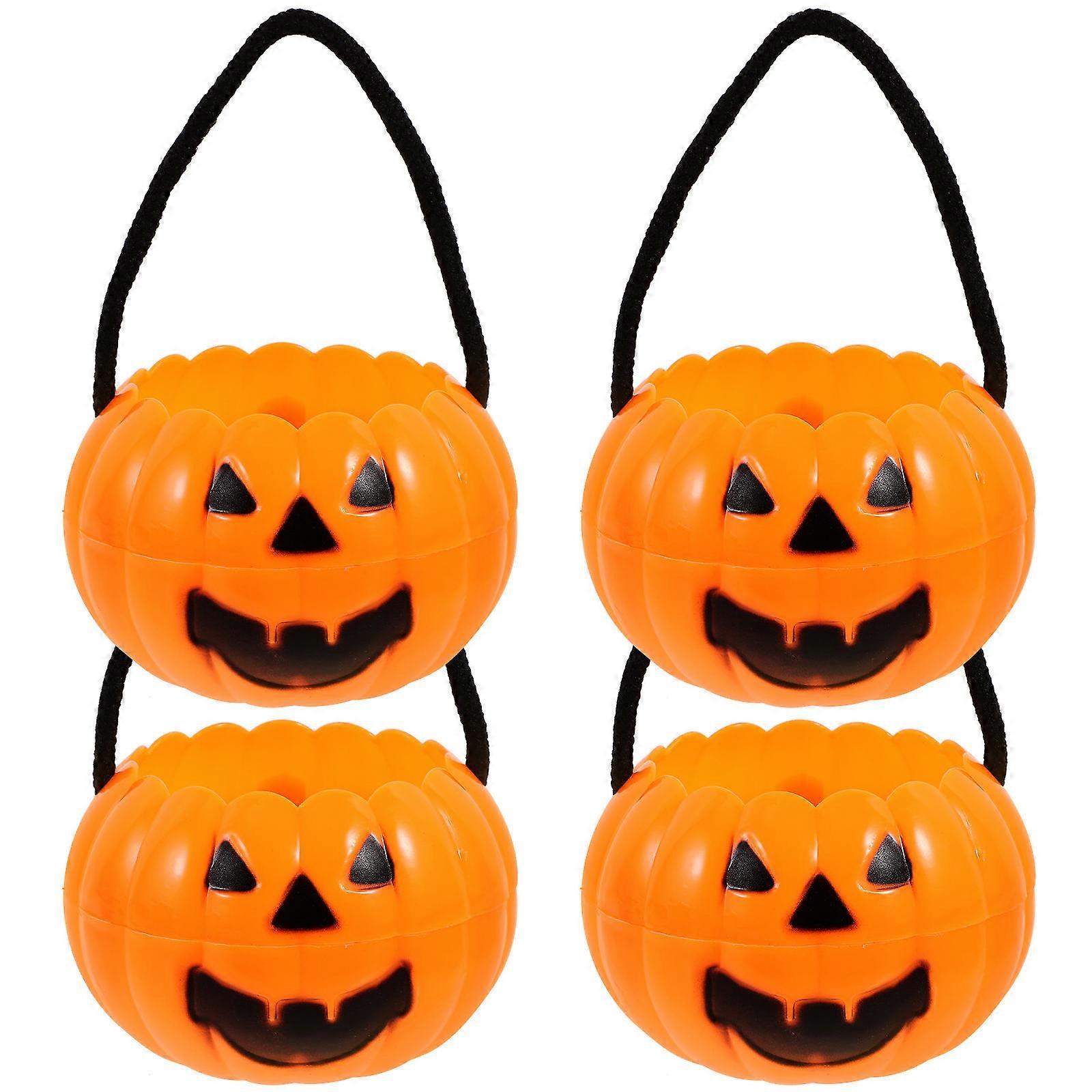 Pumpkin Design Handheld Candy Holders 4pcs Set for Halloween Treats, Sweets & at Parties