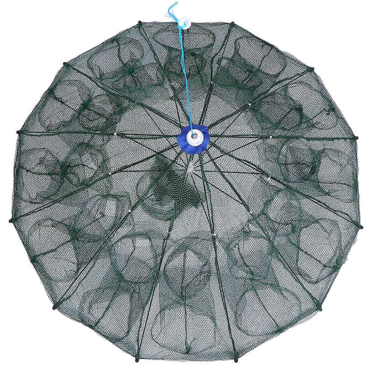 Outils de pêche parapluie en forme de crevette filet 24 trous style vert portable pliable capture crabe 1Pcs