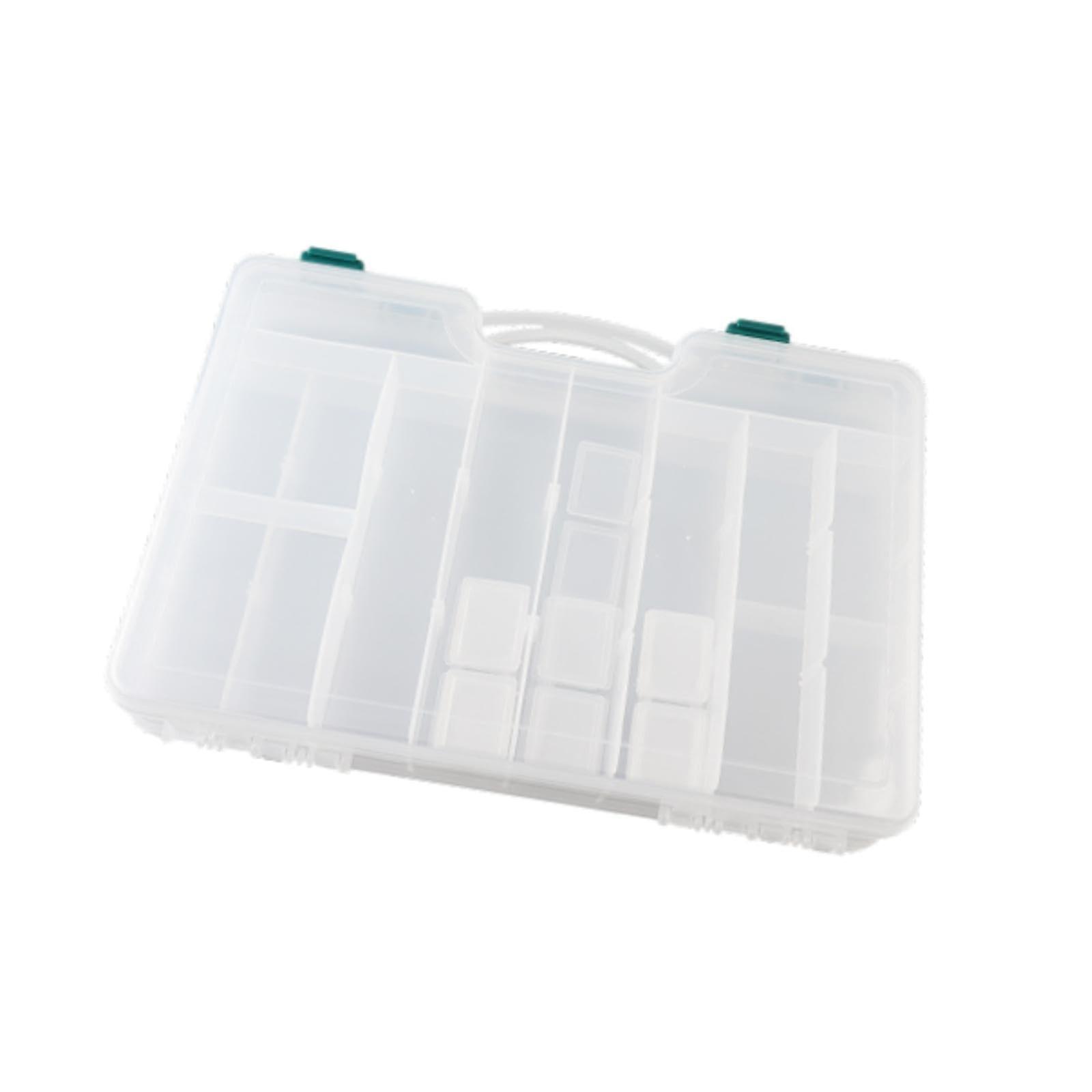 Attacker Tackle Box Organizer Container Utility Box, Thickened, 44 Grids, Bait Box with DoubleSided Handle, Clear