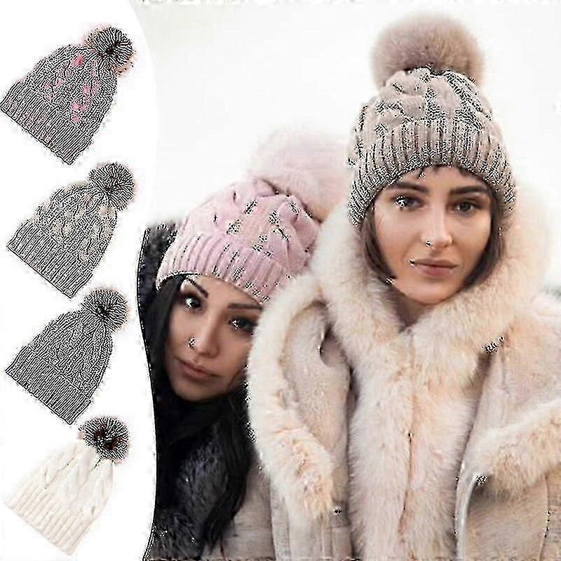 Cozy Plush New Unisex Knitted Beanie Winter Warm Hat Cap Soft Thick Wool Ball for Ladies in Autumn and Winter Seasons