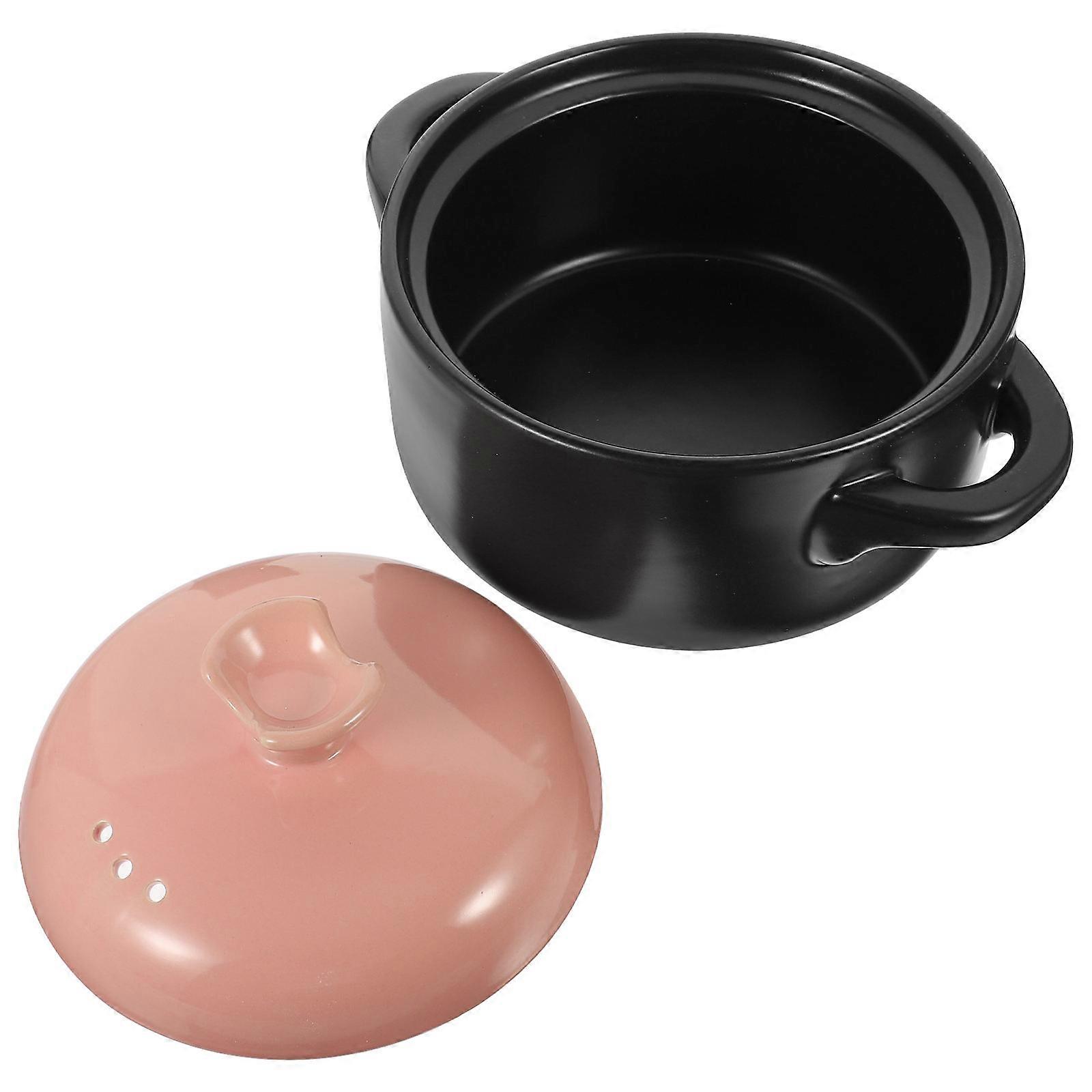 Korean Ceramic Pot Double Ear Handle Round Shape Even Heating Non-deforming 28X20X18CM 1Pack